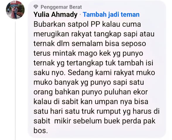 EDUKASI MASYARAKAT TERHADAP KEGIATAN PENERTIBAN HEWAN TERNAK YANG BERKELIARAN DI WILAYAH KABUPATEN MUKOMUKO